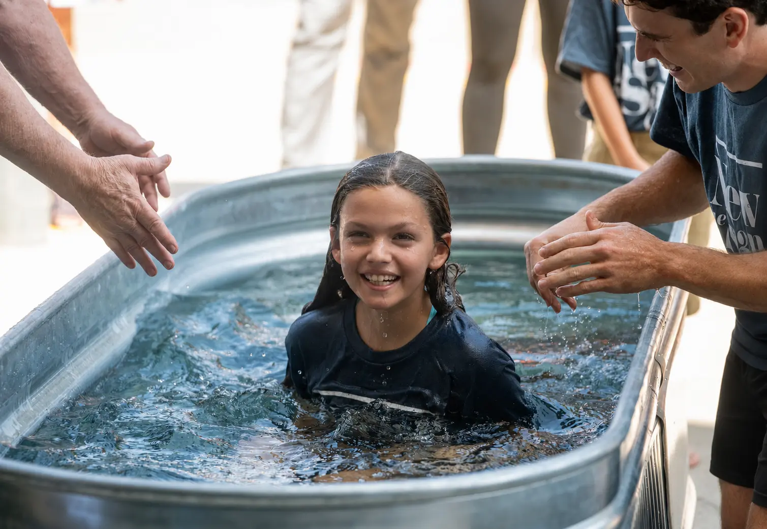 A new believer being baptized at Champion Forest