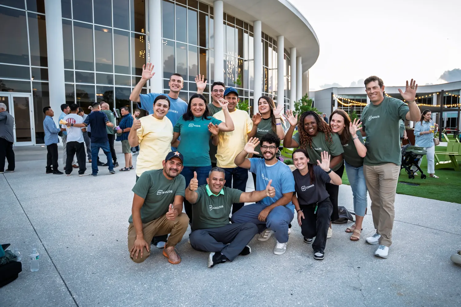 Champion Forest serve team volunteers gathered outside the Champions Campus