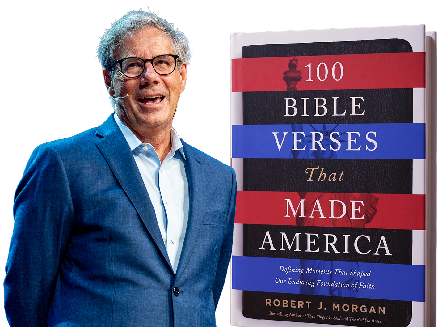 Robert J. Morgan with his book 100 Bible Verses That Made America