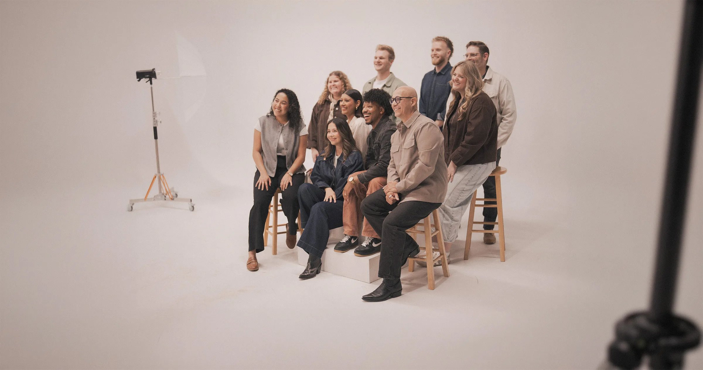 The Champion Forest Worship team together in the studio